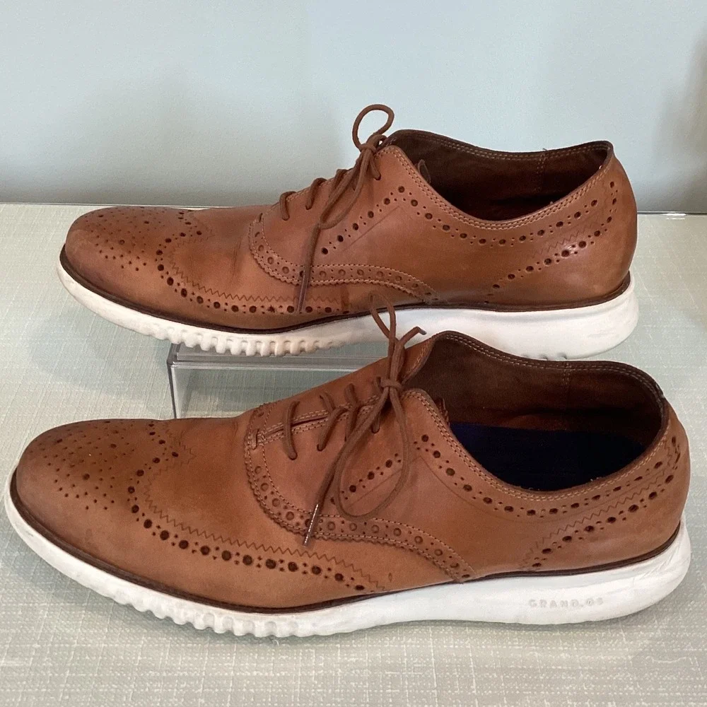 Cole Haan Grand.OS British Tan Leather Wingtip Oxford Shoe Sneaker C31532 Sz 13M